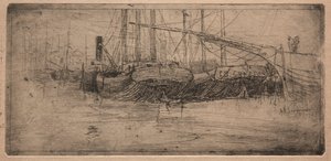 Anlegestelle am Cuyahoga River, 1887 von Arthur E. Schneider.