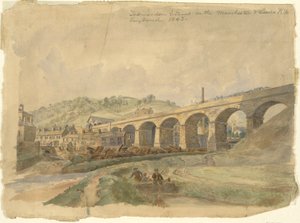 Todmorden Viadukt an der Manchester & Leeds Eisenbahn, England 1843