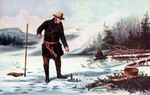 Forellenfischen am Chateaugay-See, amerikanische Wintersportarten, 1856 von Arthur Fitzwilliam Tait