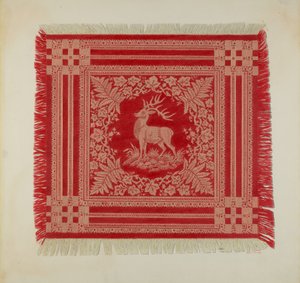 Rote und weiße Serviette (Hirschdesign) von Arthur G. Merkley