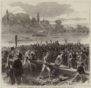 Das internationale Universitäts-Bootsrennen, die Harvard-Crew kehrt vom Training zurück von Arthur Hopkins