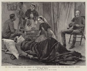 Die Nil-Expedition zur Rettung von General Gordon, Fünf-Uhr-Tee mit den Krankenschwestern im Wady Halfa von Arthur Hopkins