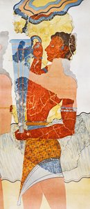Reproduktion eines Freskos, das einen Mundschenk darstellt, aus dem Palast von Knossos von Arthur John Evans