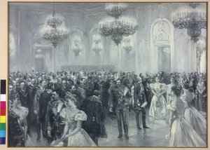 Empfang am Hof anlässlich des Besuchs von Kaiser Wilhelm II. in Budapest 1897 von Arthur Lajos Halmi