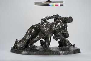Mann im Kampf mit Löwinnenjungem (Bronze) von Arthur Putnam