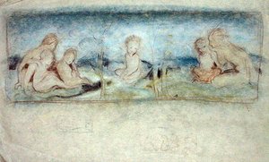 Ein Kind unter Feen, Studie für ein Ölgemälde von Arthur Rackham