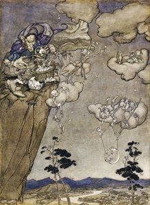 Eine Illustration zu Rip van Winkle: "Sie wurden von einem alten Squaw-Geist beherrscht", 1904