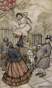 Ballons, Illustration aus Peter Pan in Kensington Gardens, von J.M. Barrie, veröffentlicht 1906