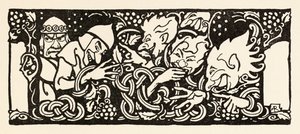 Becfola in ihrem Wagen aus The Wooing of Becfola in Irish Fairy Tales von Arthur Rackham