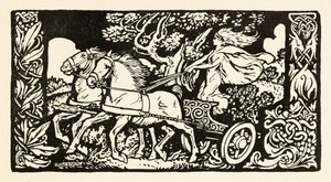 Becfola in ihrem Wagen aus The Wooing of Becfola in Irish Fairy Tales