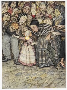 "Aber er hat ja gar nichts an", sagte ein kleines Kind. Farbige Illustration zur Geschichte 