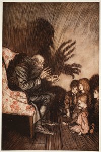 Er bevorzugte es, Freundschaften unter der aufstrebenden Generation zu schließen, mit der er bald große Beliebtheit erlangte., aus Rip Van Winkle von Washington Irving, veröffentlicht 1910 von Arthur Rackham