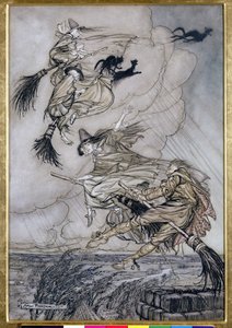 Hey! Hoch den Schornstein, Mädchen! Hey, nach dir!, Illustration in The Ingoldsby Legends of Mirth and Marvels, 1907 von Arthur Rackham