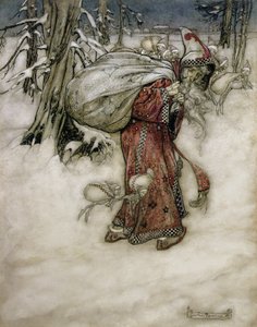 Weihnachtsmann, Illustration aus Arthur Rackhams Bilderbuch, 1907, veröffentlicht 1913