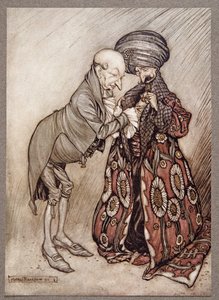 Er schüttelte seinen kahlen Kopf und murmelte, Kalt, ganz kalt, aus Peter Pan in Kensington Gardens von J. M. Barrie (1860 - 1937), veröffentlicht 1906 von Arthur Rackham