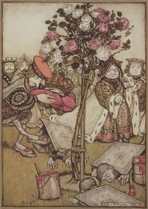 Die Königin wandte sich wütend von ihm ab und sagte zum Buben: "Dreh sie um", aus Alice im Wunderland, von Lewis Carroll, veröffentlicht 1907 (Farblithografie) von Arthur Rackham