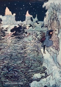 Die gute kleine Schwester schnitt ihren eigenen kleinen Finger ab, steckte ihn ins Schloss und schaffte es, es zu öffnen, aus Die Märchen der Brüder Grimm, veröffentlicht 1909