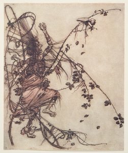 Je schneller er spielte, desto höher musste sie springen, aus den Märchen der Brüder Grimm, veröffentlicht 1909