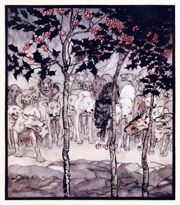 Sie standen draußen, erfüllt von Wildheit und Schrecken. aus The Enchanted Cave of Cesh Corran in Irish Fairy Tales