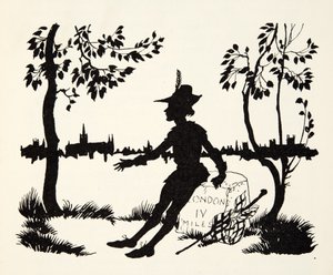 Turn again Whittingon, dreimal Bürgermeister von London, aus The Arthur Rackham Fairy Book, veröffentlicht 1933 von Arthur Rackham