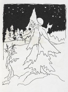 Zwei Baum-Männer in einem verschneiten Wald von Arthur Rackham