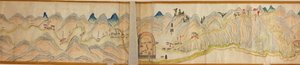 16.000. geliefert. Nach Norden ausgerichtet. Reliefdarstellung bildlich. Zeigt den Wei-Fluss in Baoji Xian, Shanxi Sheng bis Shu Dao an der Grenze Shanxi-Sichuan. Zeigt Siedlungen, Rastplätze, Stationen, Gasthäuser, Tempel, Gebirgspässe, Mauern