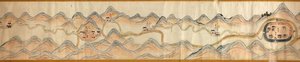 16.000. geliefert. Nach Norden ausgerichtet. Relief bildlich dargestellt. Vogelperspektive. Deckt den Wei-Fluss in Baoji Xian, Shanxi Sheng bis Shu Dao an der Grenze Shanxi-Sichuan ab. Zeigt Siedlungen, Rastplätze, Stationen, Gasthäuser, Tempel, Gebirgspäs