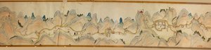 16.000. Geliefert. Ausgerichtet mit Norden nach rechts. Relief bildlich dargestellt. Vogelperspektive. Deckt den Wei-Fluss in Baoji Xian, Shanxi Sheng bis Shu Dao an der Grenze Shanxi-Sichuan ab. Zeigt Siedlungen, Rastplätze, Stationen, Gasthäuser, Tempel,