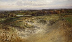 Landschaft; früher als Hintergrund in einem Naturkundevitrine verwendet von Arthur Wilde Parsons
