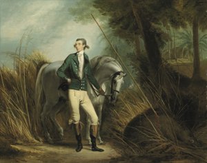 Ein Gentleman auf Wildschweinjagd in einer indischen Landschaft von Arthur William Devis