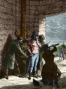 Claude Chappe, französischer Ingenieur, experimentiert mit dem Lufttelegraphen von Ménilmontant nach Saint-Martin-du-Tertre