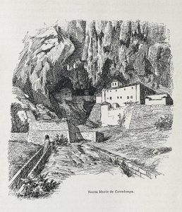 Covadonga. Einsiedelei von Santa Maria. Gravur. SPANIEN. ARAGON. Zaragoza. Allgemeine Militärakademie von Artist Unknown
