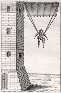 Homo Volans - Der Fallschirm erfunden von Fausto Veranzio von Artist Unknown