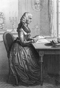 Madame Roland schreibt einen Brief an Louis XVI (Gravur) von Artist Unknown