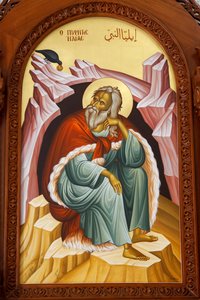 Ikone des Heiligen Elias. Kathedrale, Harissa, 2022 (Foto) von Artist Unknown