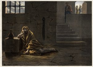 Johannes der Täufer im Gefängnis. Der Prophet Johannes der Täufer, der König Herodes Antipas