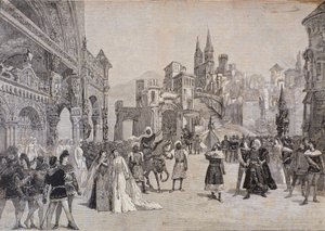 Der Gesandte von Boabdil dem Mauren erklärt dem König von Kastilien den Krieg, aus der Oper Werther, nach der Aufführung im Teatro Costanzi in Rom von Artist Unknown