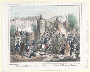 Die Lerchenfelder Linie während der Belagerung durch die k. k. Truppen im Oktober 1848 von Artist Unknown