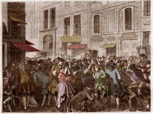 Die Rue Quincampoix zur Zeit des Systems von John Law von Artist Unknown