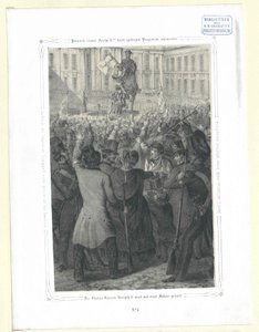 Die Statue von Kaiser Joseph II mit einer kostbaren Fahne von Artist Unknown