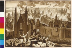 Der gewaltige Brand von Wien zwischen König Ottokar im Jahr 1260 von Artist Unknown