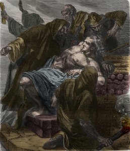 Urbain Grandier auf dem Scheiterhaufen nach den Ereignissen der Besessenheit von Loudun