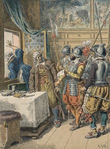 Verhaftung von Pierre Broussel (1575 - 1654) im Jahr 1648 auf Befehl von Anna von Österreich, die den Aufstand des Volkes (Tage der Barrikaden) und die Fronde auslöste von Artist Unknown