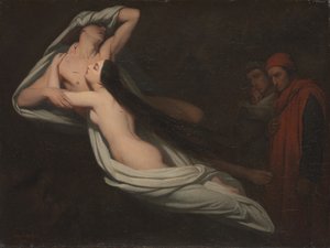 Dante und Virgil treffen die Schatten von Francesca da Rimini und Paolo, 1851