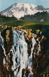 Myrtle Falls und Mount Rainier, ca. 1916 von Asahel Curtis