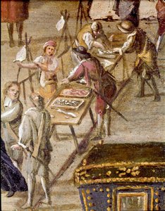 Platz des Gerichts der Vicaria in Neapel zur Zeit der Revolution von Masaniello von Ascanio Luciani
