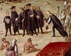 Platz des Gerichts der Vicaria in Neapel zur Zeit der Revolution von Masaniello (Detail) von Ascanio Luciani