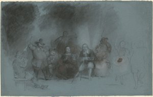 Studie für "Tanz auf der Batterie in Anwesenheit von Peter Stuyvesant" von Asher Brown Durand