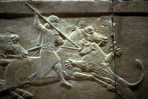 König Ashurnasirpal II. bei einer königlichen Löwenjagd, 650-620 v. Chr.