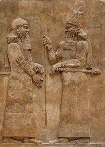 Sargon II und Würdenträger, Relief aus dem Palast von König Sargon in Khorsabad, ca. 716-713 v. Chr.